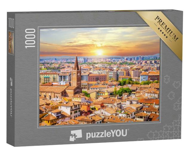 Puzzle 1000 Teile „ Luftaufnahme von Verona bei Sonnenuntergang, Venetien, Italien“