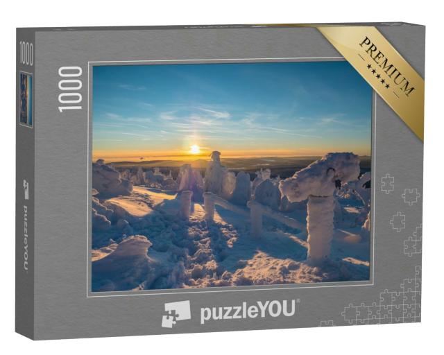 Puzzle 1000 Teile „Winterlicher Sonnenuntergang auf dem Fichtelberg“