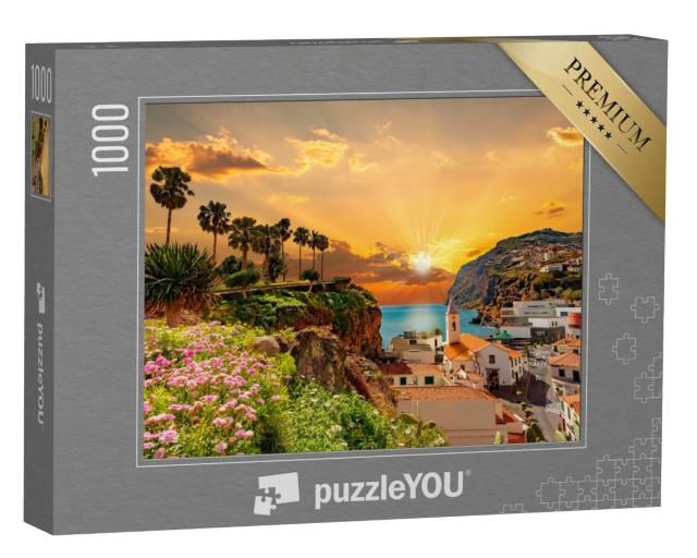 Puzzle 1000 Teile „Sonnenuntergang über der Küstenlinie auf Madeira, Portugal“