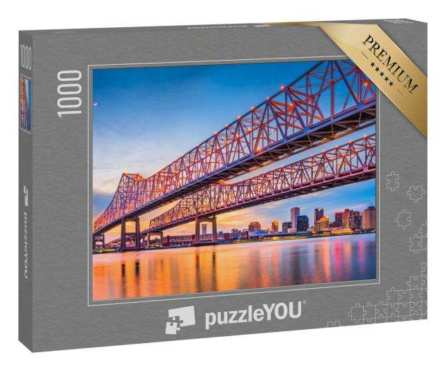Puzzle 1000 Teile „New Orleans, Louisiana, Crescent City Connection Bridge über den Mississippi“