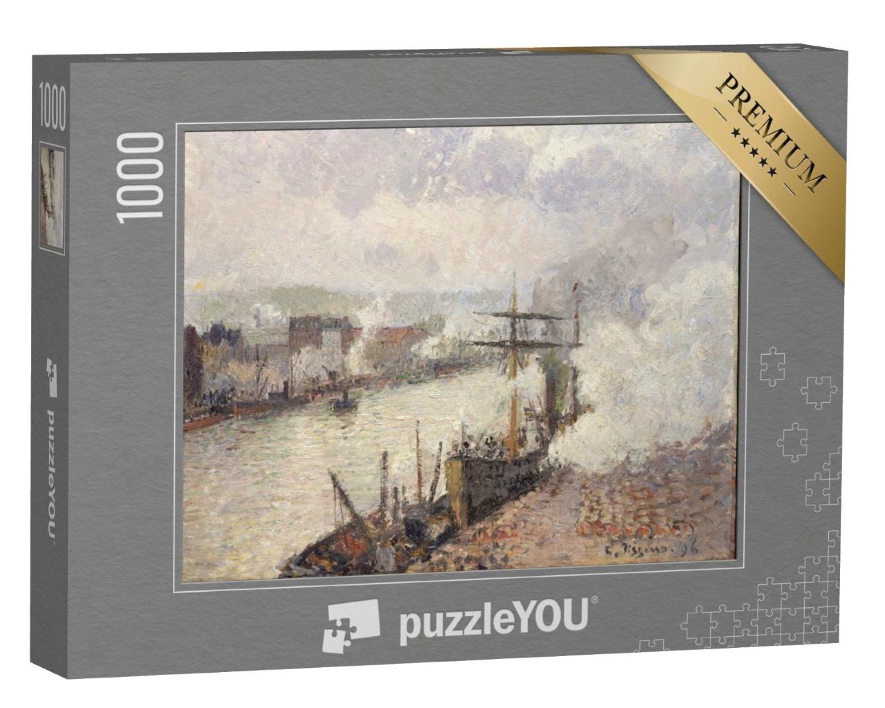 Puzzle 1000 Teile „Camille Pissarro - Dampfschiffe im Hafen von Rouen“