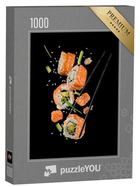 Puzzle 1000 Teile „Sushi-Rollen zwischen Stäbchen“