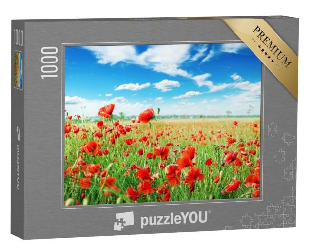 Puzzle 1000 Teile „Mohnblumen auf grüner Wiese“