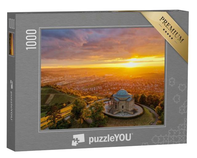 Puzzle 1000 Teile „Sonnenuntergang über Stuttgart mit Neckartal, Deutschland“