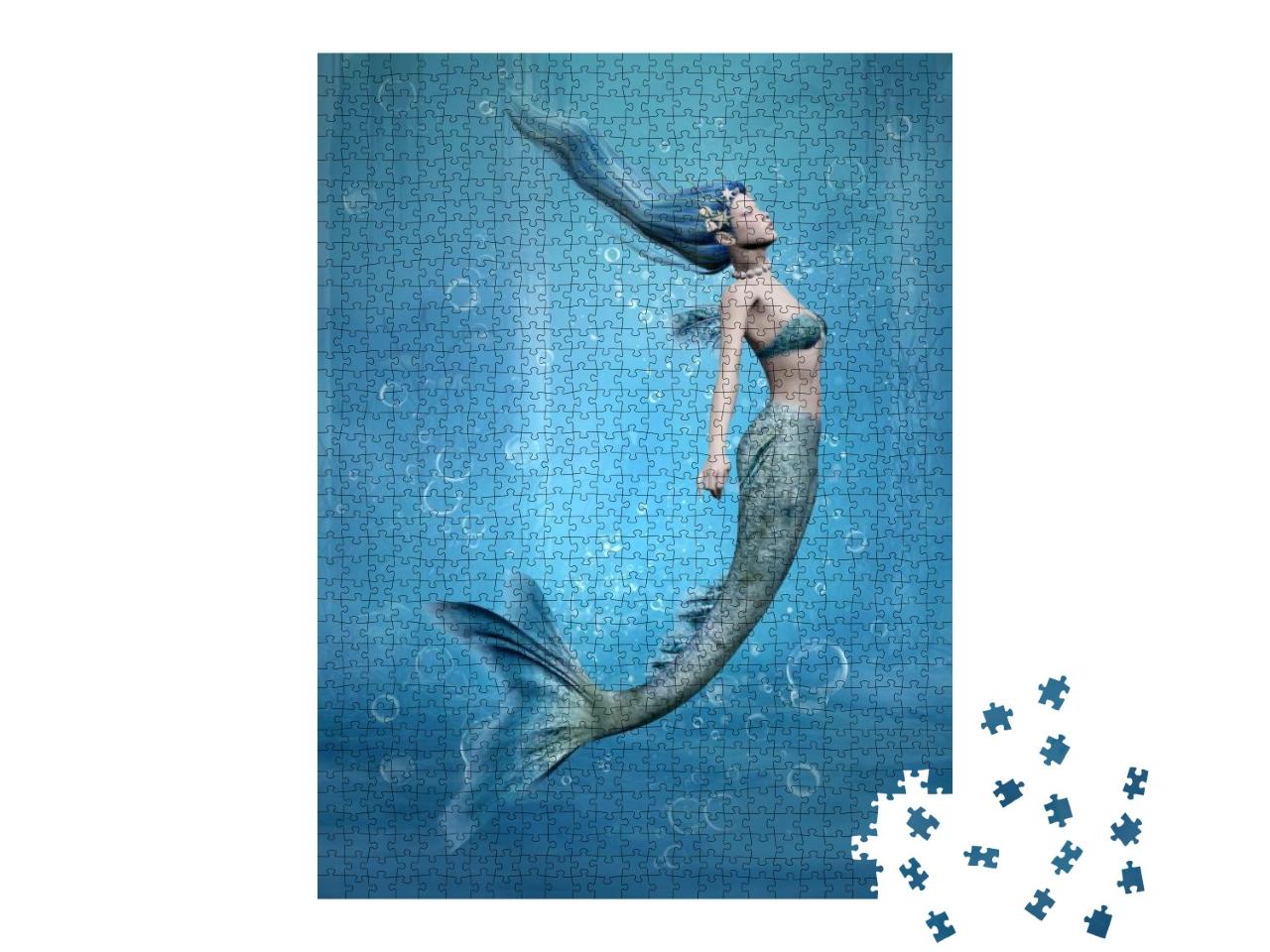 Puzzle 1000 Teile „Im Wasser schwebende Meerjungfrau“