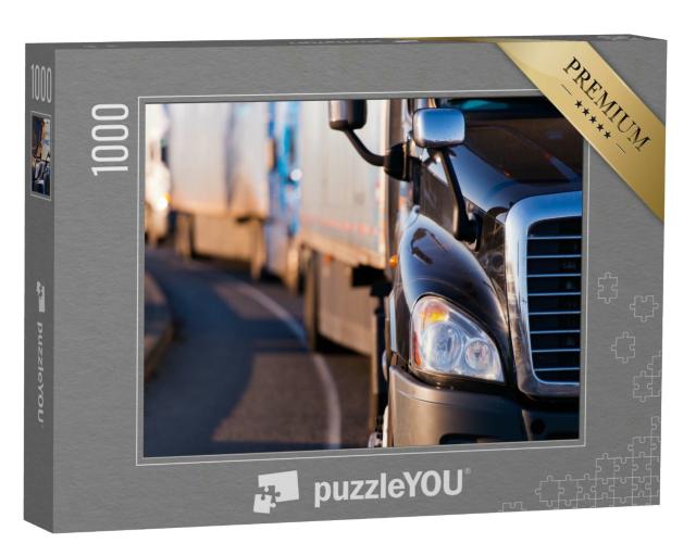 Puzzle 1000 Teile „LKW mit Anhänger auf der Straße“