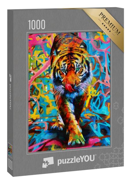 Puzzle 1000 Teile „Tiger in bunten Farben“