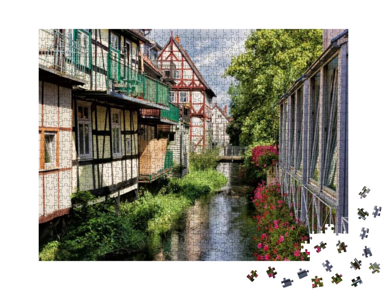 Puzzle 1000 Teile „Wohnidylle auf dem Wasser in Salzwedel, Deutschland“