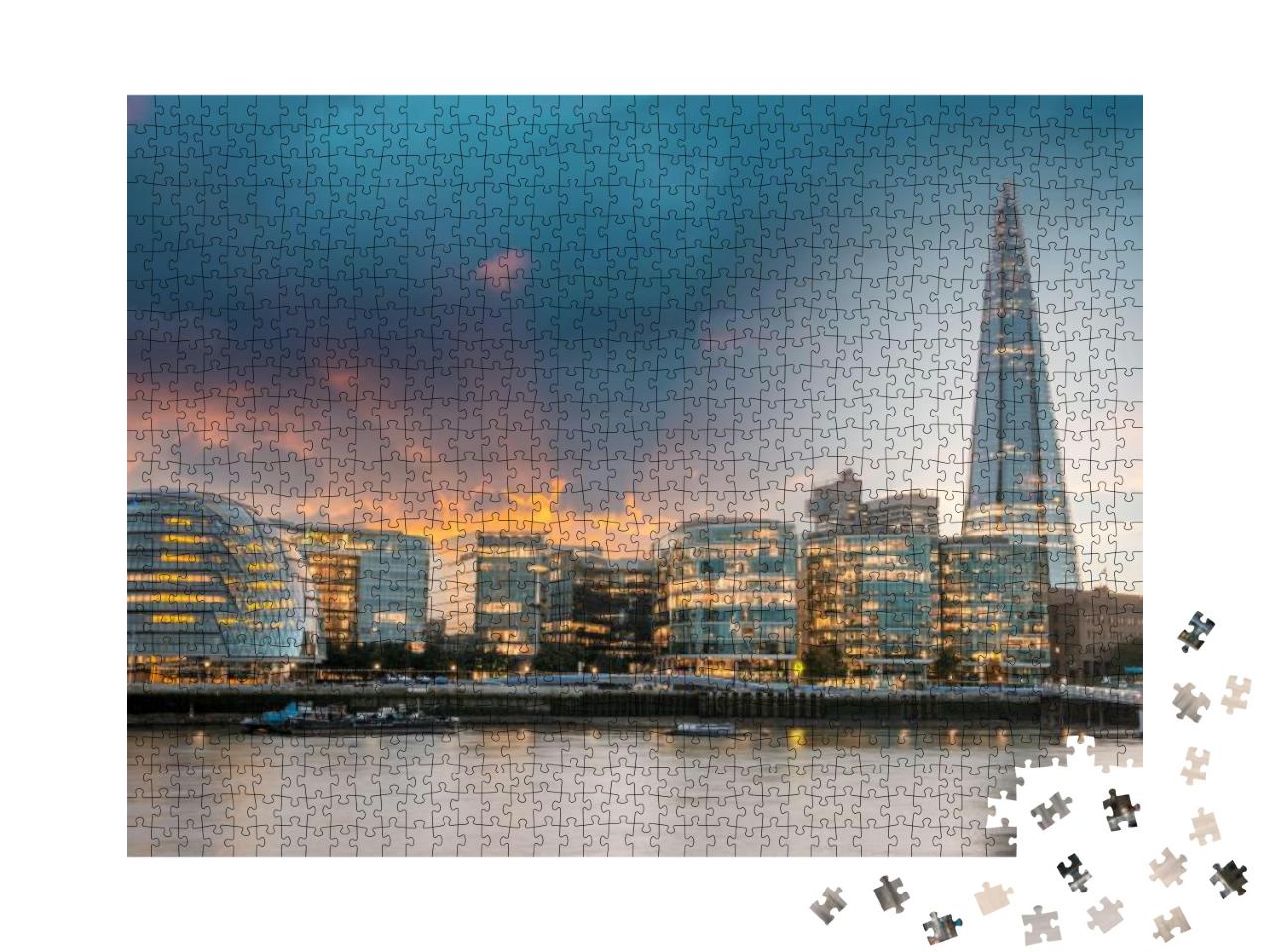 Puzzle 1000 Teile „Sonnenuntergang in London mit City Hall“