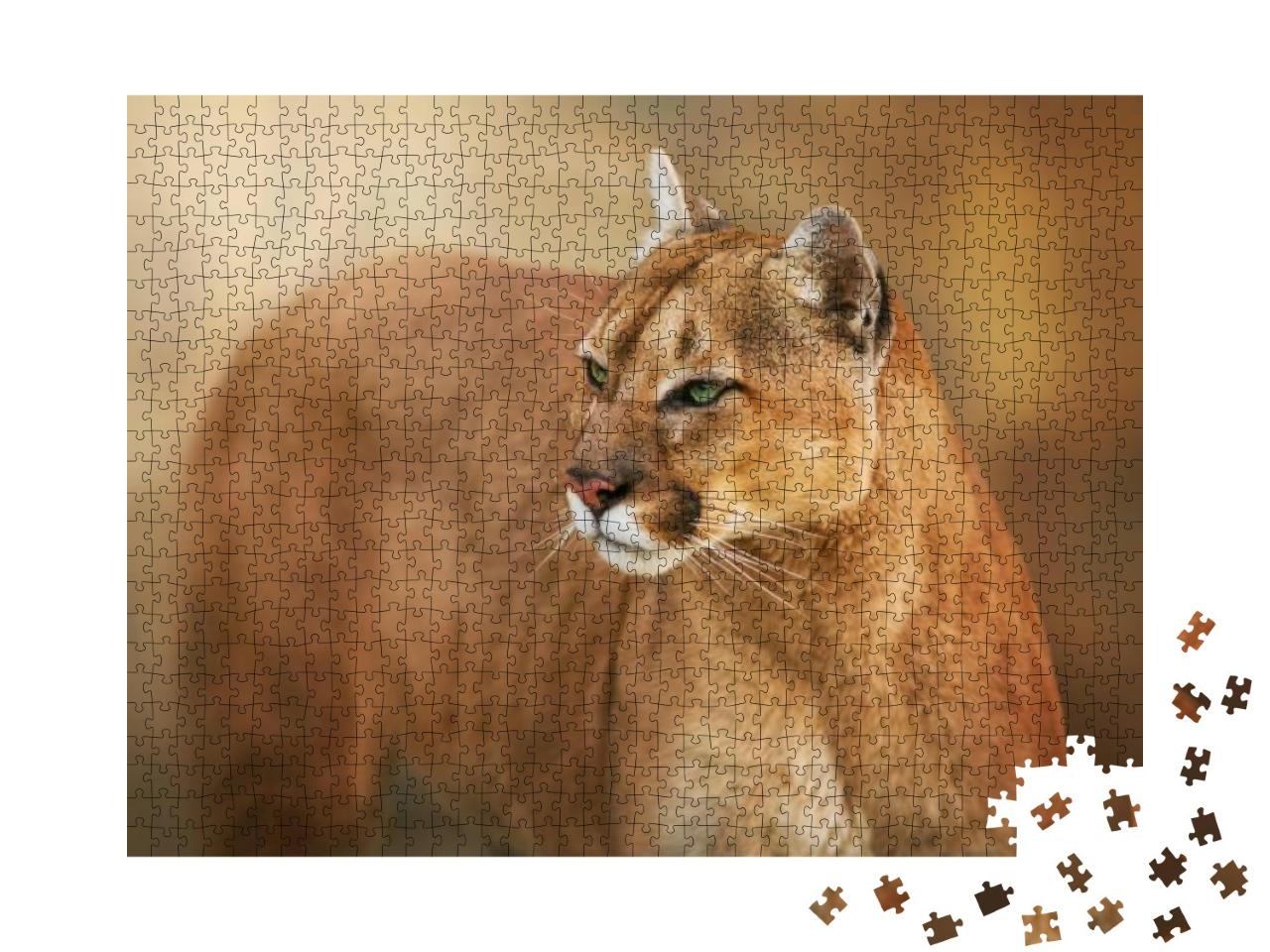 Puzzle 1000 Teile „Puma mit grünen Augen“