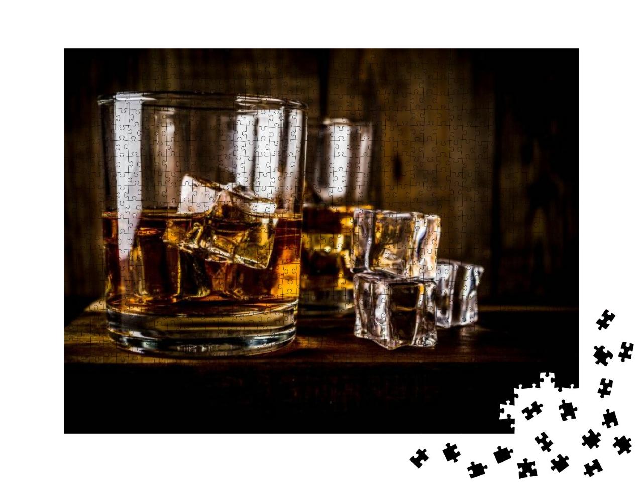Puzzle 1000 Teile „Zwei Whiskey-Gläser mit Eiswürfeln“