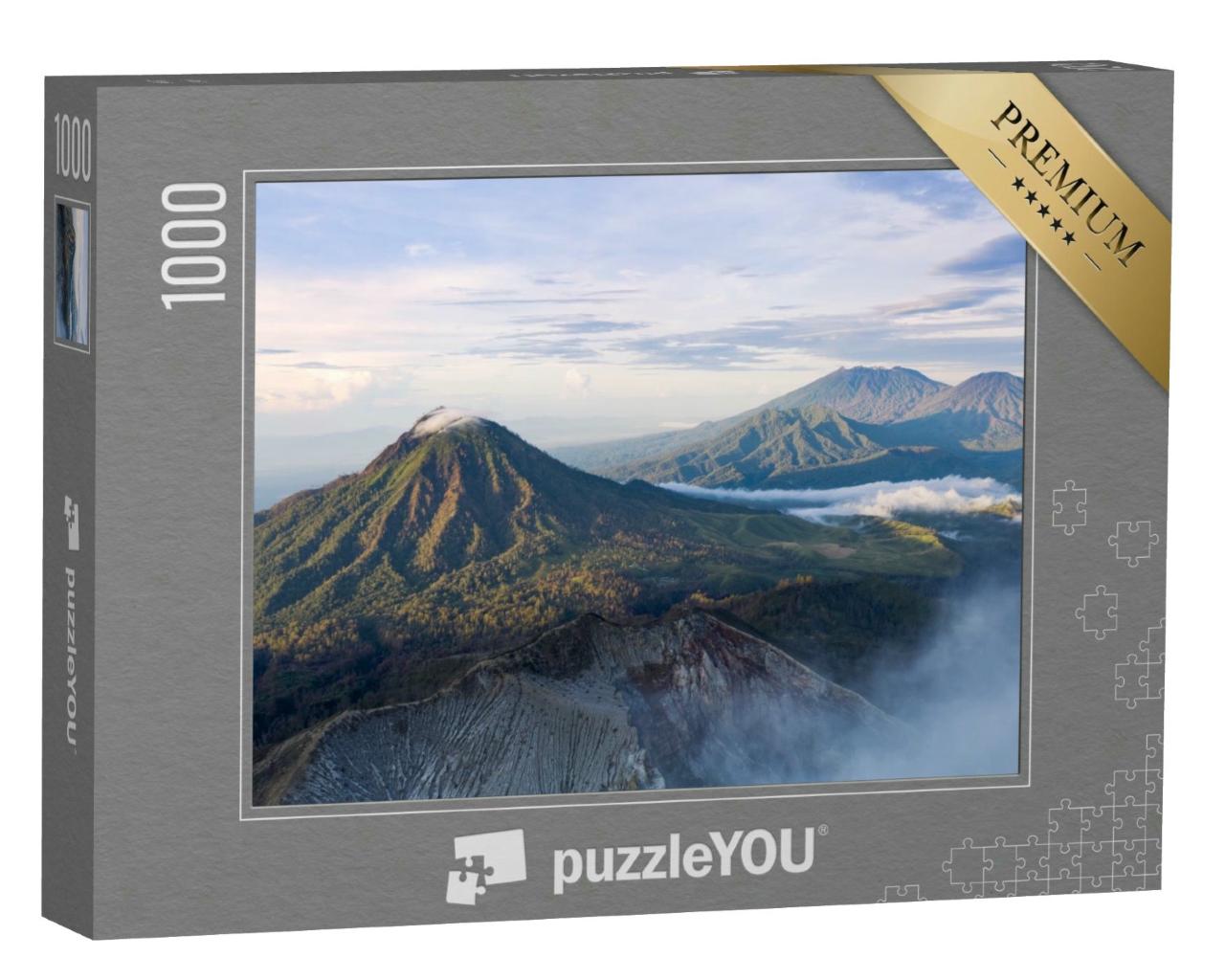 Puzzle 1000 Teile „Bergkette bei Sonnenaufgang, Ost-Java, Indonesien“