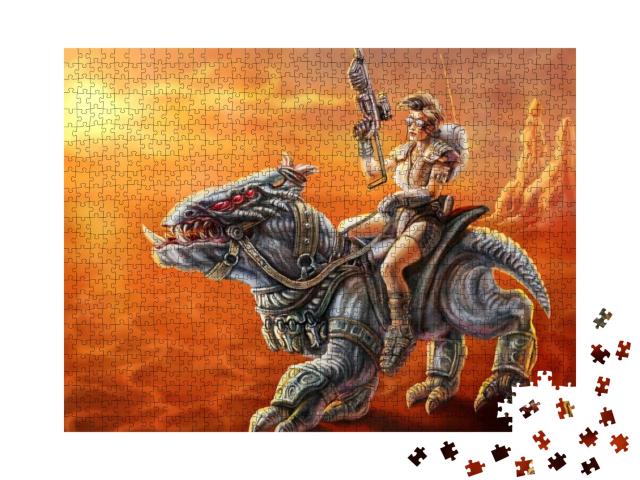 Puzzle 1000 Teile „Science-Fiction-Illustration: Fantasy-Kämpferin“