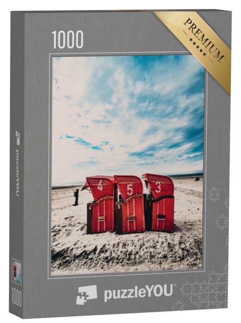 Puzzle 1000 Teile „Strandkörbe auf Borkum, Deutschland“