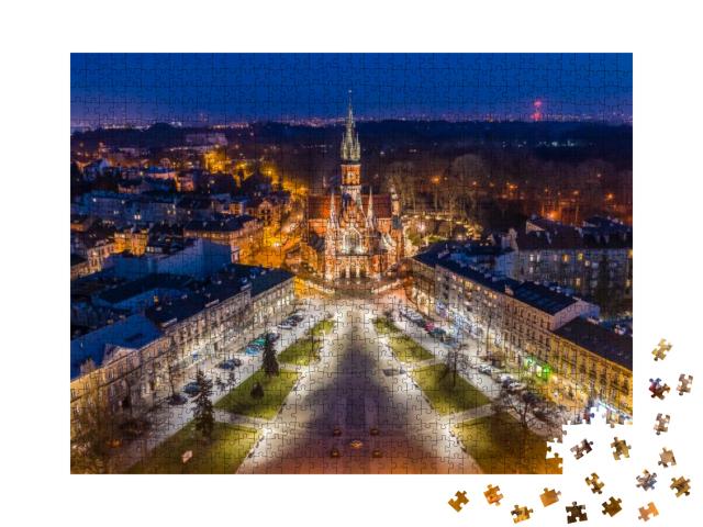 Puzzle 1000 Teile „Podgórski-Platze mit St. Josephs-Kirche in Krakau, Polen“