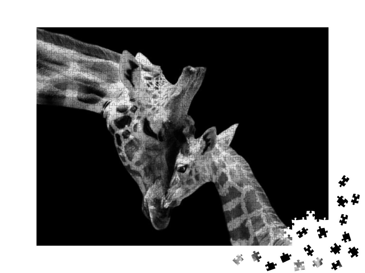 Puzzle 1000 Teile „Giraffenmutter und Jungtier“
