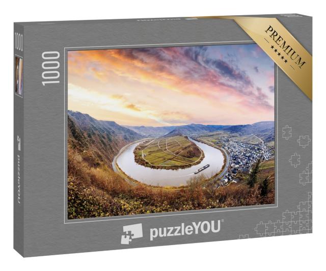 Puzzle 1000 Teile „Sonnenaufgang an der Moselschleife bei Bremm, Deutschland“