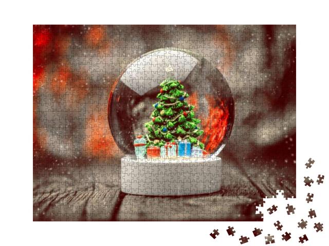 Puzzle 1000 Teile „Wunderschöne Weihnachtsschneekugel“