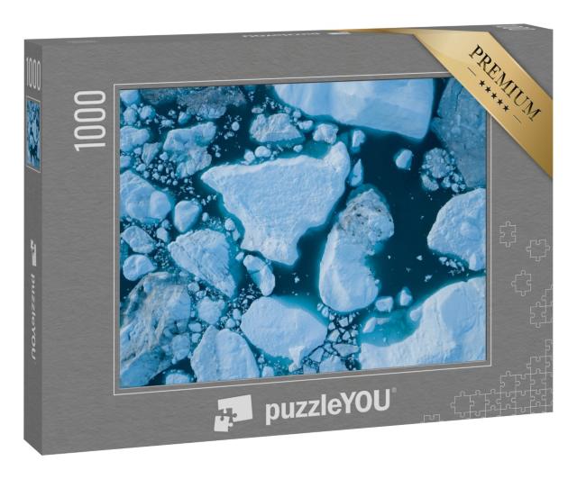 Puzzle 1000 Teile „Eisberge vom schmelzenden Gletscher, Eisfjord, Ilulissat, Grönland“