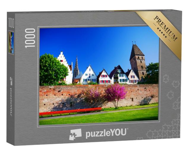 Puzzle 1000 Teile „Historische Gebäude hinter der Stadtmauer von Ulm“