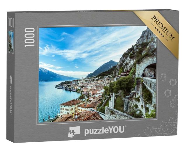 Puzzle 1000 Teile „Wunderschönes Panorama von Limone sul Garda am Gardasee“