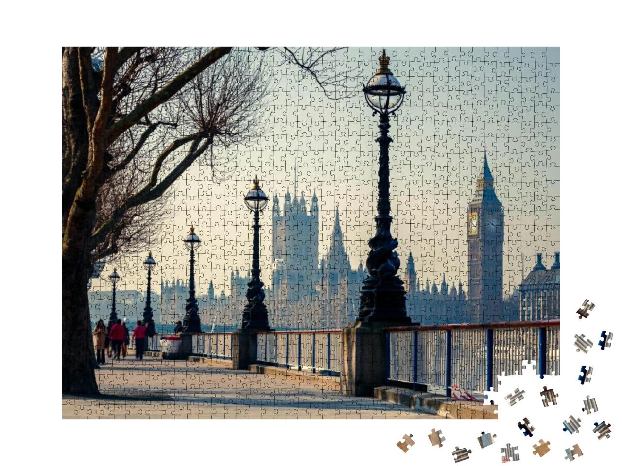 Puzzle 1000 Teile „Stimmungsvoller Blick auf Big Ben und Houses of Parliament, London, England“