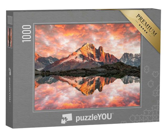 Puzzle 1000 Teile „Sonnenuntergang am Lac Blanc in den französischen Alpen“