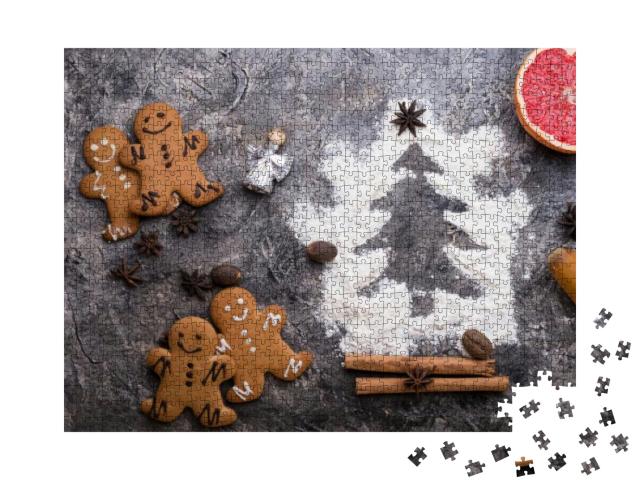 Puzzle 1000 Teile „Weihnachtsbäckerei: Lebkuchenmänner“