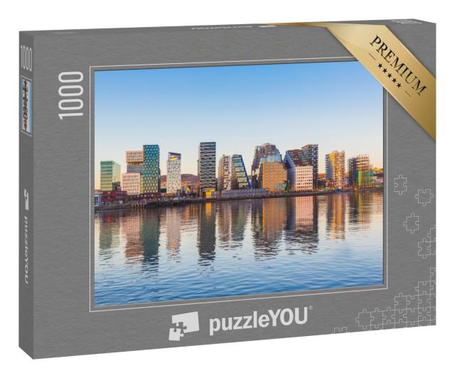 Puzzle 1000 Teile „Moderne Architektur: Oslo spiegelt sich im Wasser“