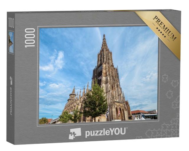 Puzzle 1000 Teile „Das Ulmer Münster als mittelalterliche Touristenattraktion “