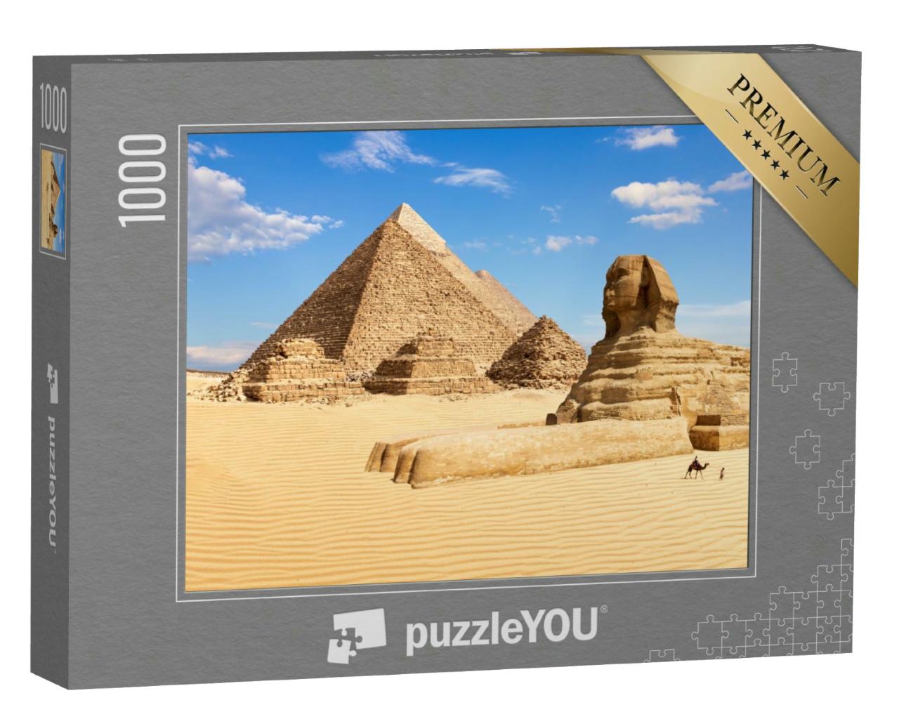Puzzle 1000 Teile „Die Pyramiden von Gizeh und die Sphinx, Ägypten“
