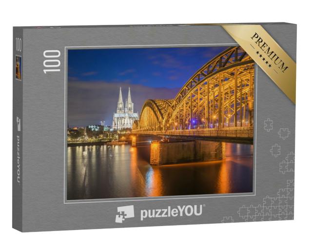 Puzzle 100 Teile „Nachtansicht des Kölner Doms in Köln, Deutschland“