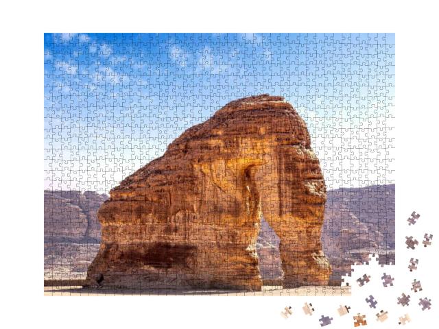 Puzzle 1000 Teile „Elefantenfelsen, spektakuläre geologische Formation in Saudi-Arabien“