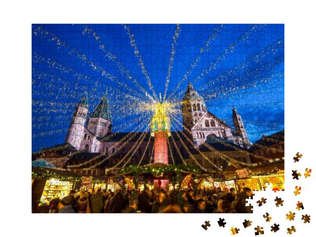 Puzzle 1000 Teile „Der Weihnachtsmarkt in Mainz, Deutschland“