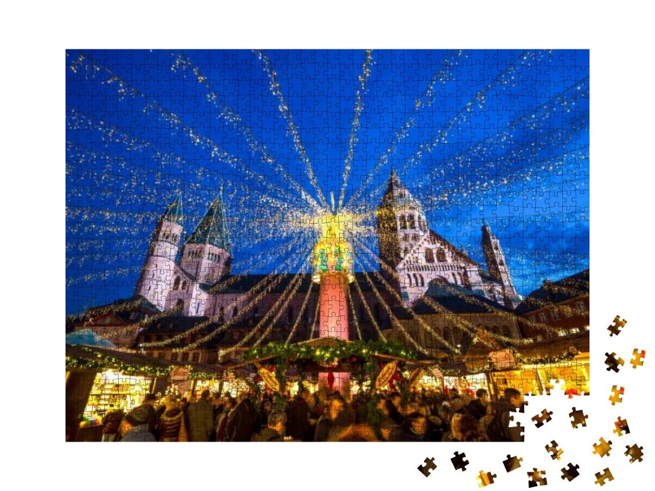 Puzzle 1000 Teile „Der Weihnachtsmarkt in Mainz, Deutschland“
