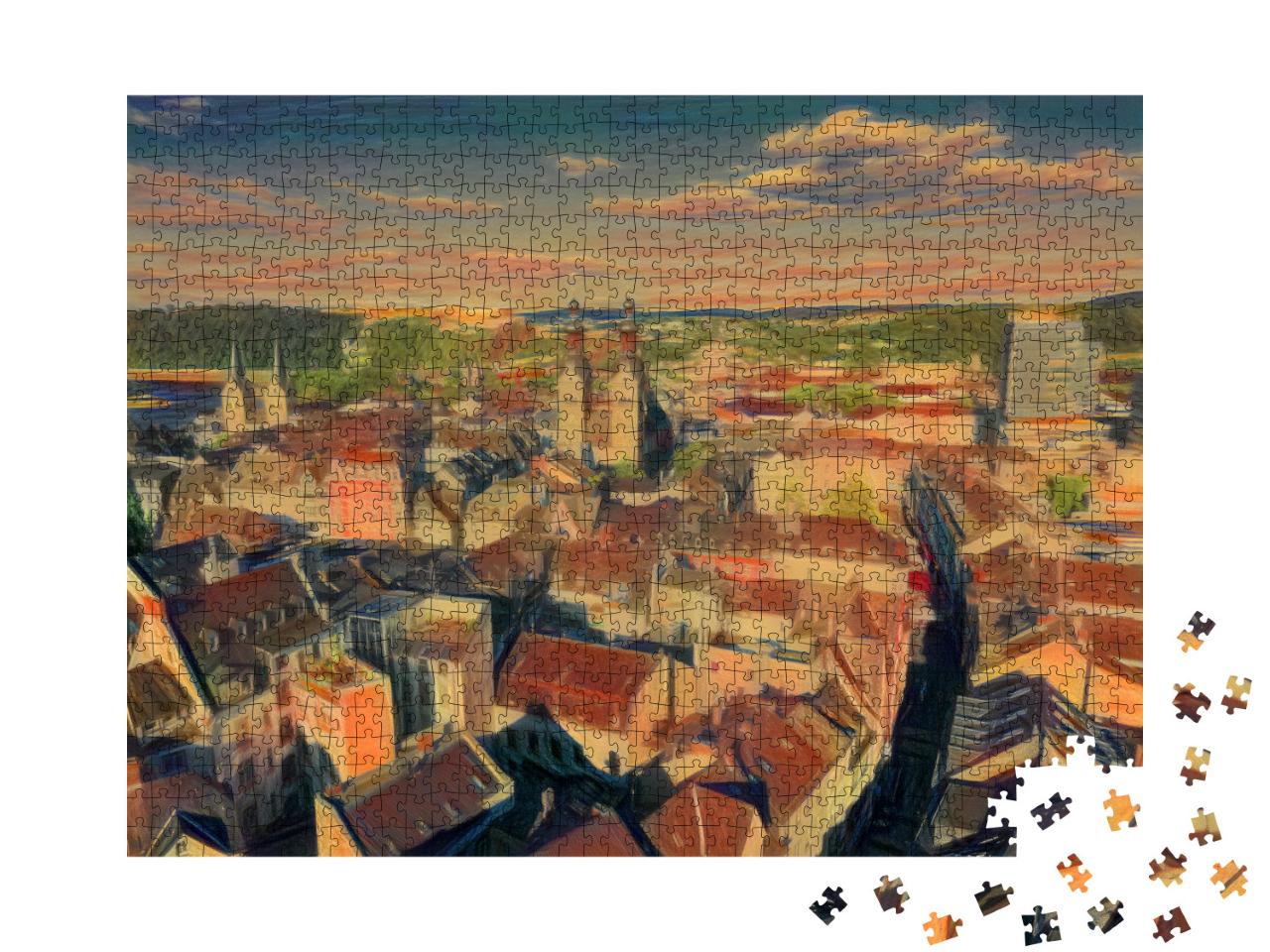 Puzzle 1000 Teile „im Stil von Edvard Munch, Der Schrei - Koblenzer Altstadt - Puzzle-Kollektion Künstler & Gemälde“