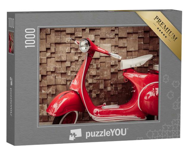 Puzzle 1000 Teile „Roter Vintage-Motorroller“