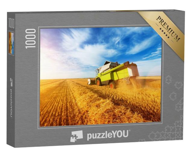 Puzzle 1000 Teile „Mähdrescher-Ernte im goldenen Weizenfeld“