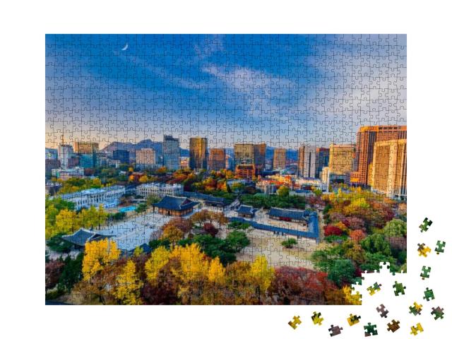 Puzzle 1000 Teile „Herbst im Deoksugung-Palast, Seoul, Südkorea“