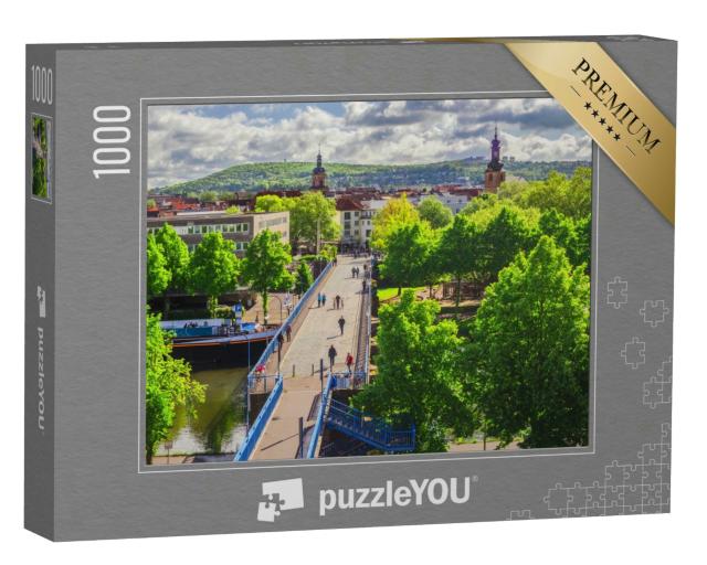 Puzzle 1000 Teile „Saarbrücken: alte Brücke und Altstadt, Saarland, Deutschland“