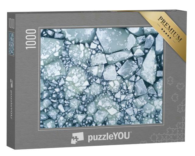 Puzzle 1000 Teile „Weißes Eis und dunkles Wasser im Winter“