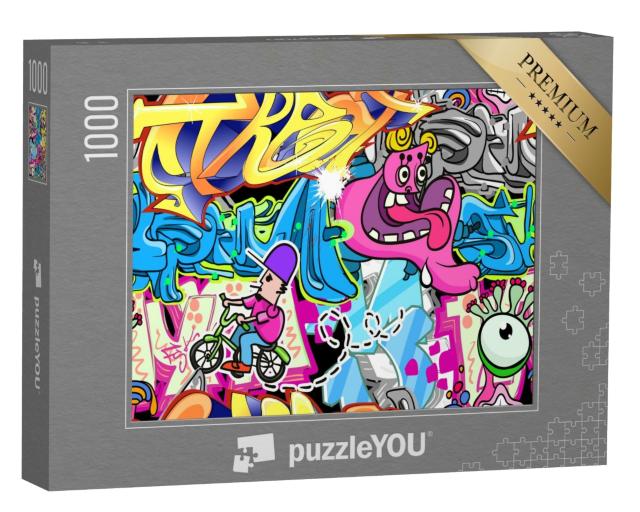 Puzzle 1000 Teile „Wand, vollbedeckt mit Graffiti“