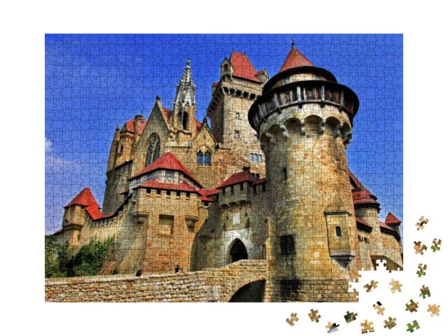 Puzzle 1000 Teile „Burg Kreuzenstein, eine der besterhaltesten Burgen Europas, Österreich“