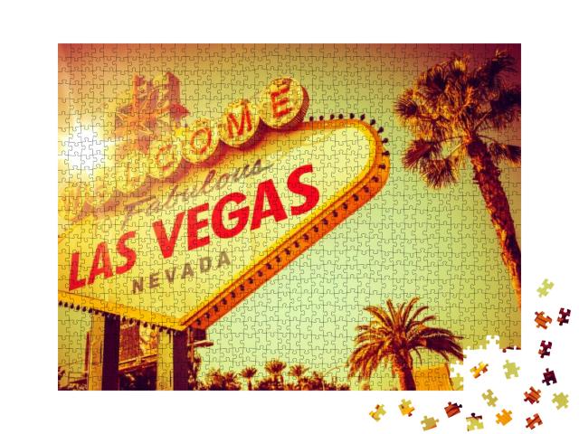 Puzzle 1000 Teile „Las Vegas, Nevada: berühmtes Schild im Vintage-Look“