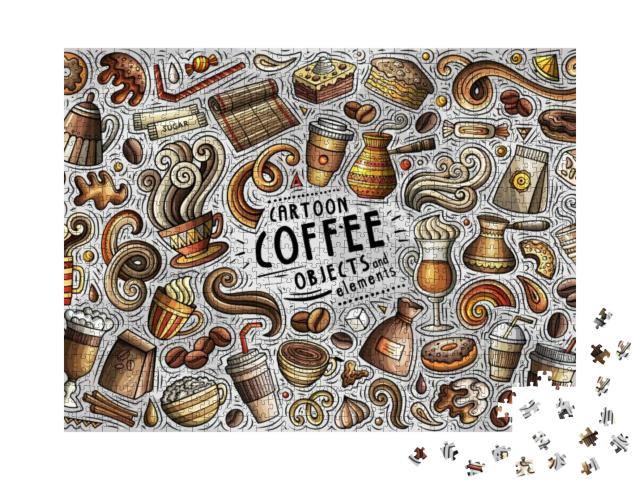 Puzzle 1000 Teile „Cartoon-Zeichnung: Kaffeezeit!“