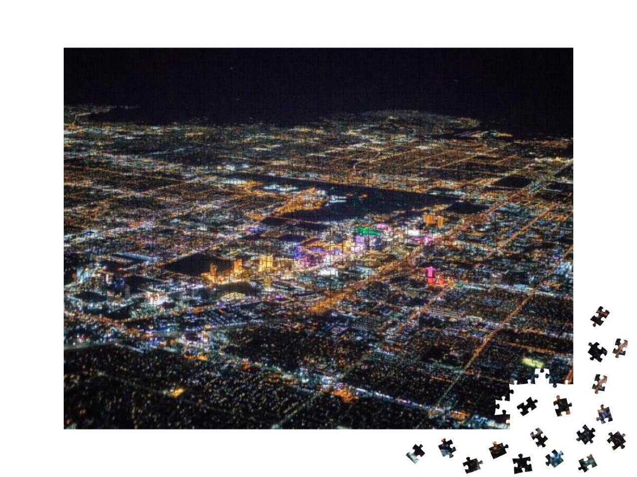 Puzzle 1000 Teile „Las Vegas bei Nacht aus der Vogelperspektive“