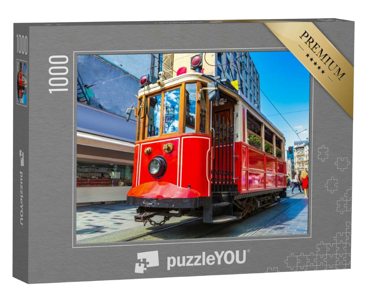 Puzzle 1000 Teile „Retro-Straßenbahn auf der Taksim-Straße in Istanbul, Türkei“