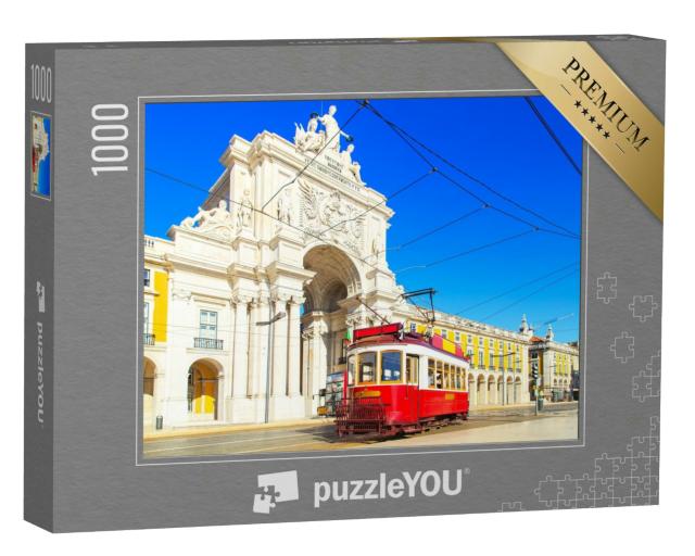 Puzzle 1000 Teile „Traditionelle Straßenbahn in der Innenstadt von Lissabon“