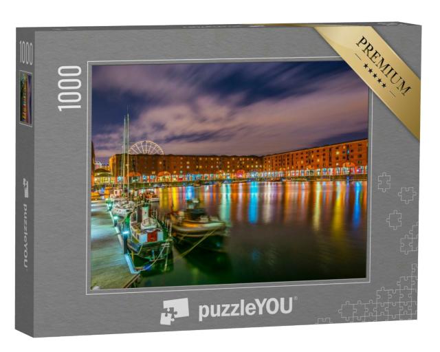 Puzzle 1000 Teile „Nachtansicht des Albert Docks, Liverpool, England“
