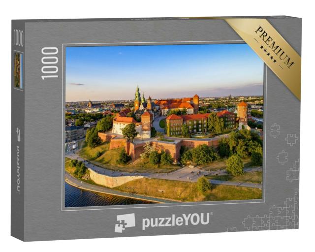 Puzzle 1000 Teile „Skyline mit Wawel-Hügel, Kathedrale und Weichselufer, Krakau, Polen“